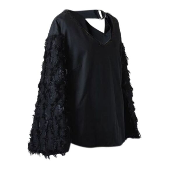 Yastoshi Ezumi Face Herringbone Switching V Neck Tops - Picture 4 of 8